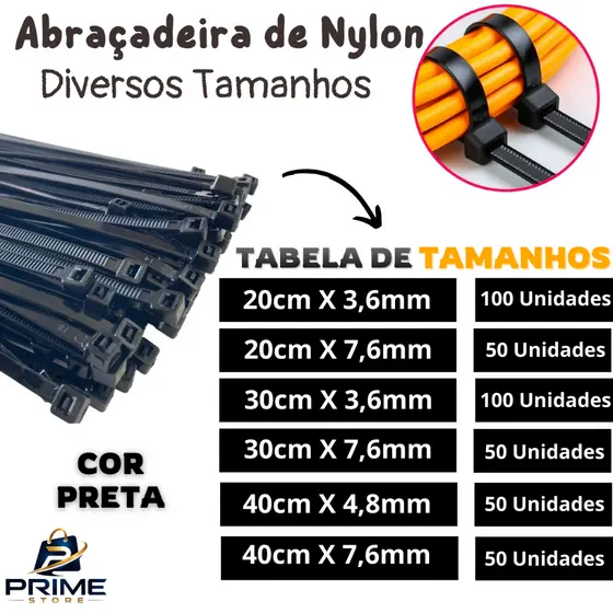 Kit Abraçadeira de Nylon - 40cm 30cm 20cm - Cinta Plástica Enforca gato Hellermann