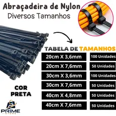 Kit Abraçadeira de Nylon - 40cm 30cm 20cm - Cinta Plástica Enforca gato Hellermann