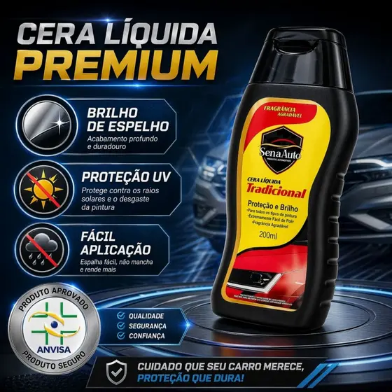 CERA LÍQUIDA TRADICIONAL - BRILHO INSTANTÂNEO E PROTEÇÃO DURADOURA Revitalizador Carnaúba Polimento