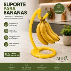 Suporte Para Bananas Fruteira Suspensa Organizador De Bancada Cozinha Decorativo Impressão 3D