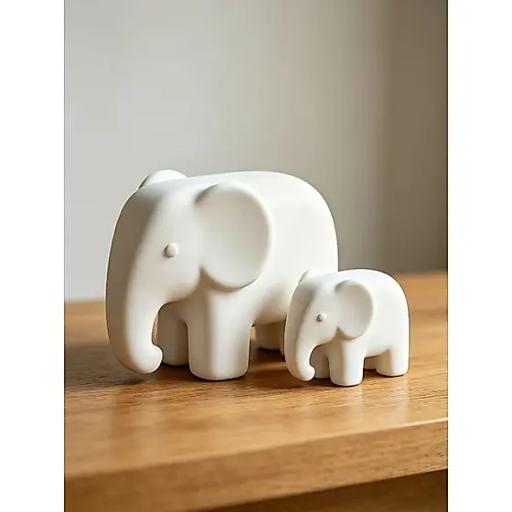 Estátua de Elefante Mãe e Filho