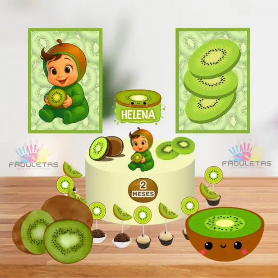 Kit Festa Só Um Bolinho FRUTA KIWI Enviar Nome/Idade IMEDIATAMENTE