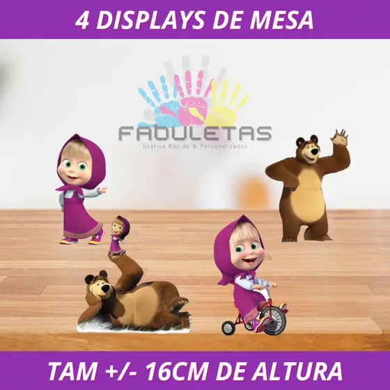 Kit Festa 4 Displays de Mesa MASHA E O URSO (Não é MDF)