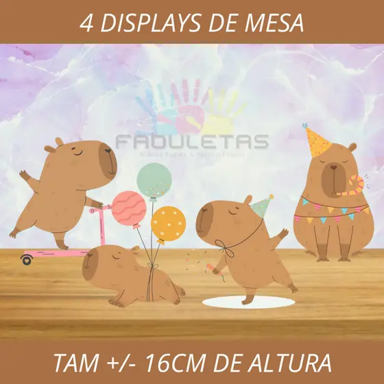 Kit Festa 4 Displays de Mesa CAPIVARA (Não é MDF)