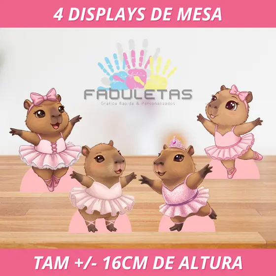 Kit Festa 4 Displays de Mesa CAPIVARA BAILARINA (Não é MDF)