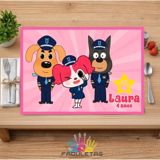 Kit 10 Jogos Americano Personalizado DETETIVE LABRADOR Papel Fotográfico 180g