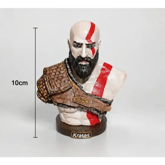 Busto Kratos God of War Ragnarök – Miniatura Colecionável Pintada à Mão | Decoração Gamer Premium