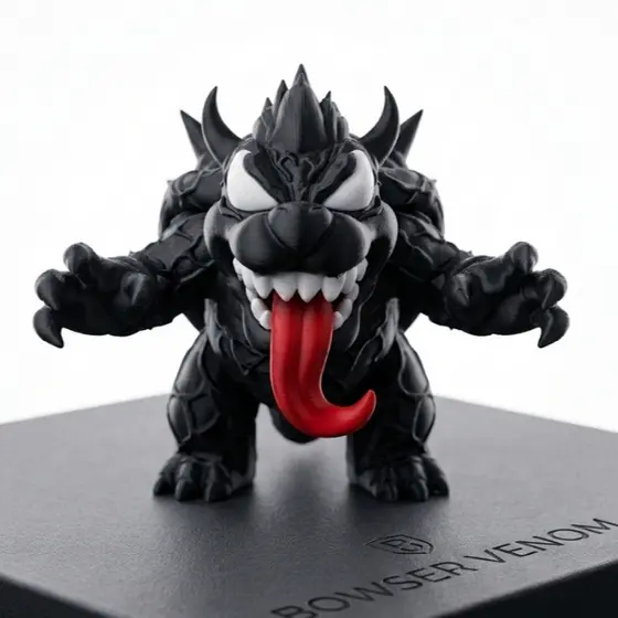 Boneco Bowser Venom Marvel Mario Bros Impressão 3D Action Figure Colecionável 12cm