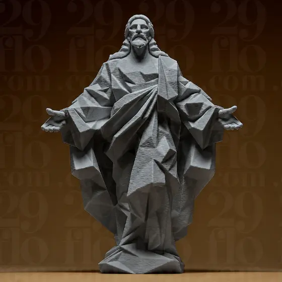 Estátua de Jesus Cristo Estilo Geométrico | Decoração para Altar | Design Moderno