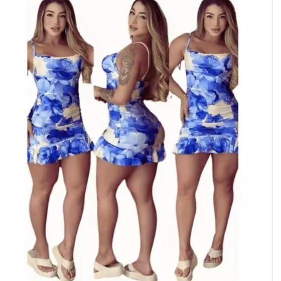 Mini Vestido Angelical  Primavera Verão Alcinha Colado Fenda e Babadinho Cores Vibrantes