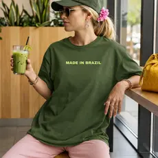 Camiseta T-Shirt Feminina Unissex Made in Brazil Básica Moderna Minimalista Camisa Algodão 30.1