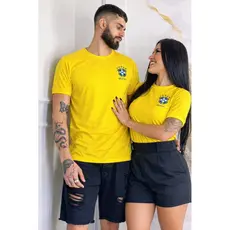 Kit 2 T-Shirt Casal Brasil Modelo Novo Blusa Camisa 100% Algodão