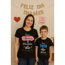Kit Camiseta Feminina Personalizada Tal Mãe  Tal Filho Sou a Mamãe Do Pacotinho De Amor De Menino
