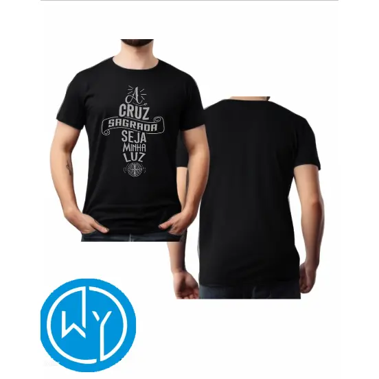 Camiseta Católica Estampada a Cruz Sagrada Seja minha Luz- São Bento