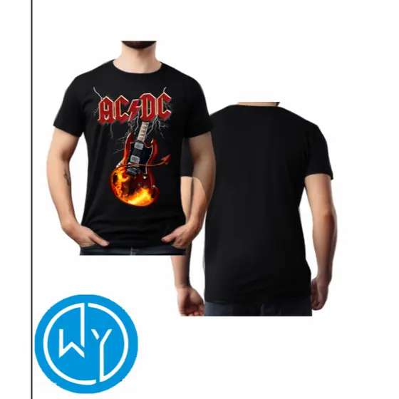 Camiseta Camisa AC DC Guitarra Banda de Rock Unissex premium Alta qualidade