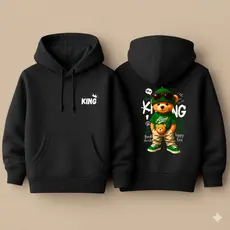 Blusa moletom infantil juvenil meninos urso king casaco de algodão tam 08 a 16