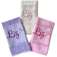 KIT 3 Toalhas Bordadas Personalizadas com Nome Bordado 30x45 Maternidade / Escolar /  Bebê boca
