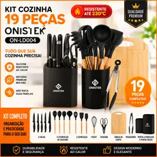 Jogo de Utensílios de Cozinha 19 Peças com Material Resistente ao Calor ONISTEK