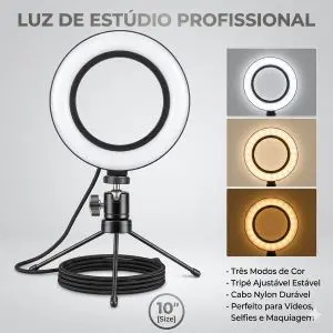🌟 Ring Light LED 6 Polegadas com Suporte para Celular 📱🎥