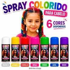 Spray Cabelo Colorido Tinta Temporária Atóxica- Cores Vibrantes Kbelo Maluko para Festas e Fantasias