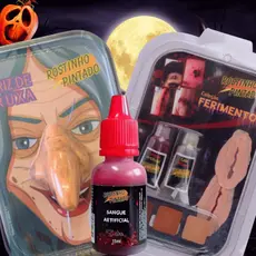 Kit Ferimentos Fake com Sangue e Ferimento - Maquiagem Artística Halloween Carnaval  Efeito Realista