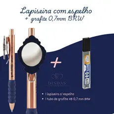 Lapiseira Com Espelho 0,7mm Bruna Tavares + 1 Tubo de Grafite 0,7mm - Escrita Macia - Leoarte