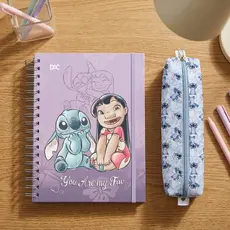 Kit Caderno Tipo Inteligente Stitch + Estojo - Tamanho Colegial - Folhas Reposicionáveis - DAC