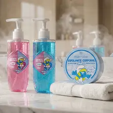 KIT CORPORAL OS SMURFS  2 SABONETES E 1 ESFOLIANTE MIA MAKE