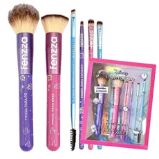 Kit Pincéis Princesas Disney - Pó, Blush, Base, Esfumaçar, Sombrancelhas, Precisão - Fenzza