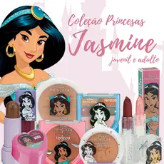 Coleção de Maquiagem Princesa Jasmine - Pó, Blush, Iluminador, Gloss, Batom - Disney - Fenzza