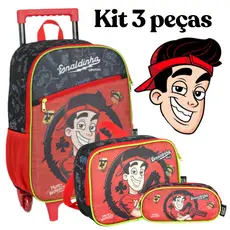 Kit Escolar Enaldinho  - 3 itens -  Mochila de Rodinha, Lancheira Térmica e Estojo