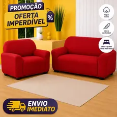 Kit Capa de sofá 2 e 3 lugares coladinha ligadinha lisa malha gel 100% poliéster