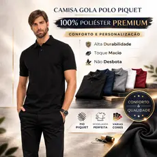 Camisa Gola Polo Piquet 100% Poliéster Premium - Conforto e elegancia