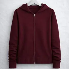 Blusa Feminina de Frio Com Capuz Zíper Inverno Casaco Feminino Casual de Tricô Modal