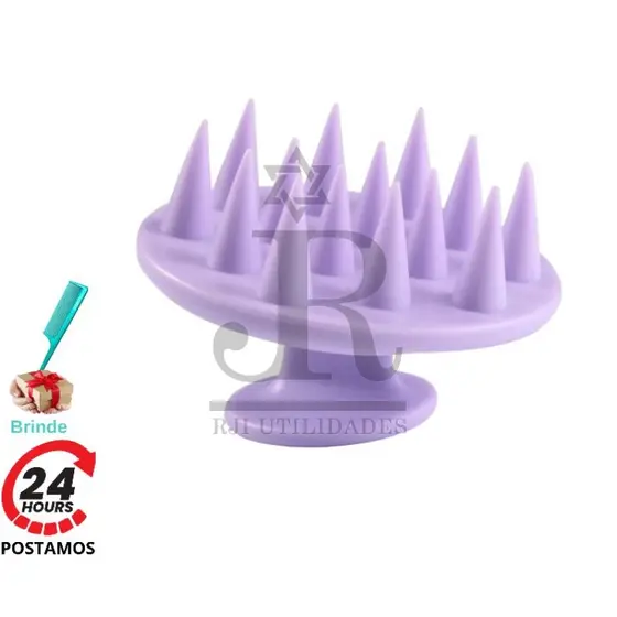 Escova Massageadora de Cabelo Cerdas Flexíveis de Silicone Pontas Arredondadas Não Machuca