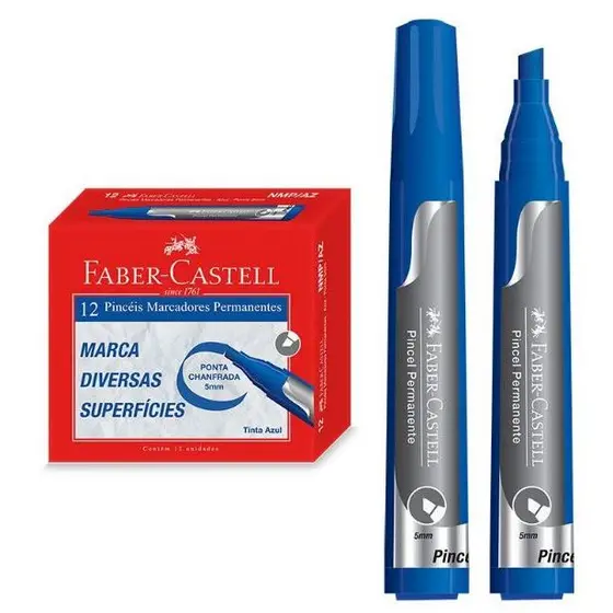 Marcador Permanente Faber Castell Azul Ponta Chanfrada 5mm NMP/AZ