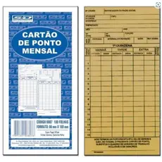CARTÃO DE PONTO MENSAL 100 FOLHAS 86mmx180mm