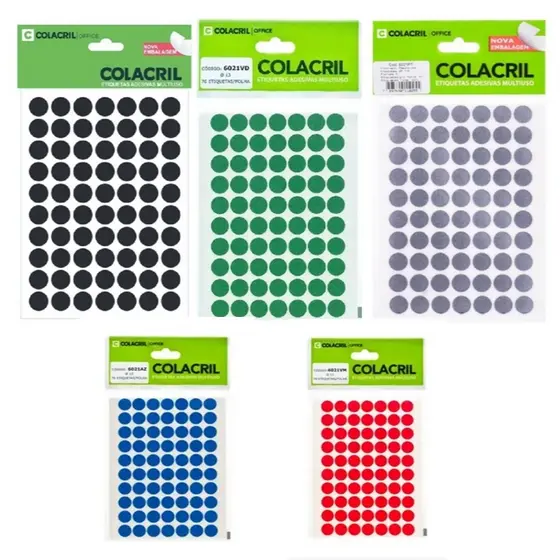 ETIQUETA ADESIVA REDONDA 420 ETIQUETAS 1,5cm 1 PACOTE COLACRIL