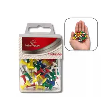 Alfinete Tachinha Colorida para Mapa e Cortiça c/ 50 Unidades | Fixador para Murais, Recados e Escritório