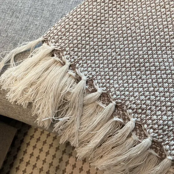 Manta Decorativa Para Sofá Boho Hebrom Marrom Claro