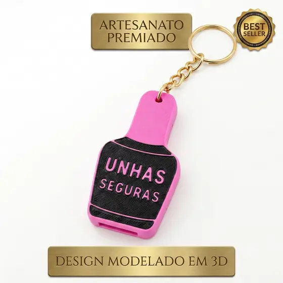 kit com 5 Chaveiro Abridor de Bebidas Feminino Resistente e Compacto para Preservar Manicure no Dia a Dia