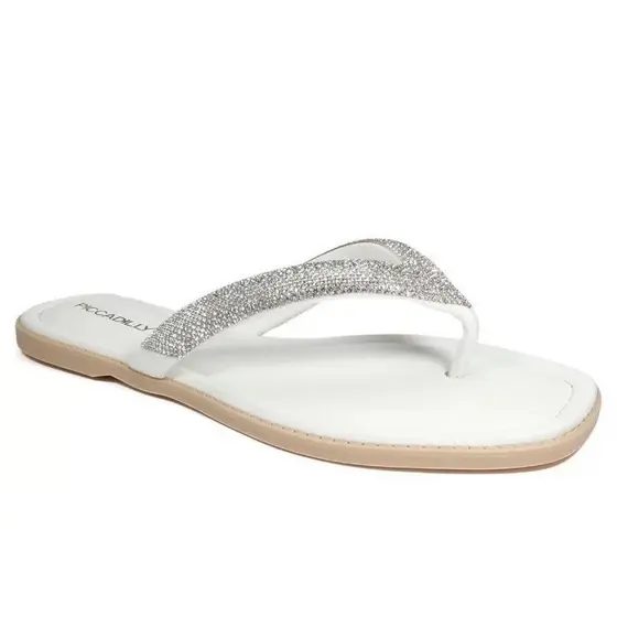 Chinelo Feminino Flip Flop Cristal Strass Piccadilly Confortável Estiloso Detalhe Com Brilho Moderno