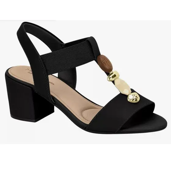 Sandália Feminina Salto Bloco Quadrado Modare Ultraconforto Preta com  Design Elegante e Confortável