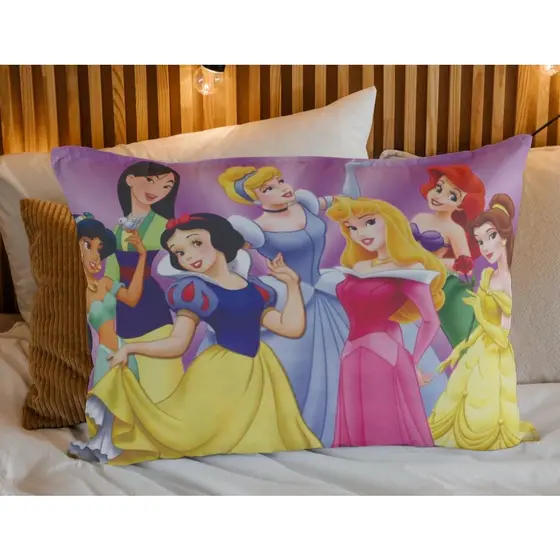 Fronha Infantil Personalizada Capa de Travesseiro Princesas 70x50 em Micropercal