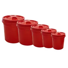 Kit 5 Potes Plásticos Lata Porta Mantimentos Tampa Rosca Liso Arroz Feijão Cozinha