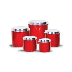 Conjunto 5 Peças Latas Alumínio Colorido Eletrostático Polido Ideal para Mantimentos