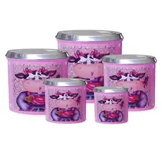 Kit 5 Latas Alumínio Pintado e Polido Decorado Decoupage Lavável que Não Enferruja