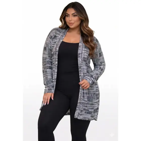 Casaco Kimono Tricô Plus Size Premium - Conforto e Estilo que Não Pinica