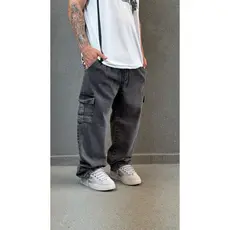 calça cargo masculina feminina baggy larga skate oversized jeans grafite estonado