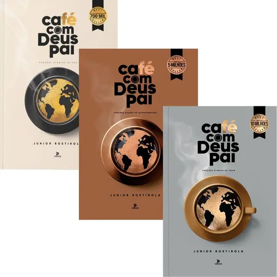 Kit 3 Livros | Coleção Café com Deus Pai | Porções de Paz + Transformação + Amor | Junior Rostirola